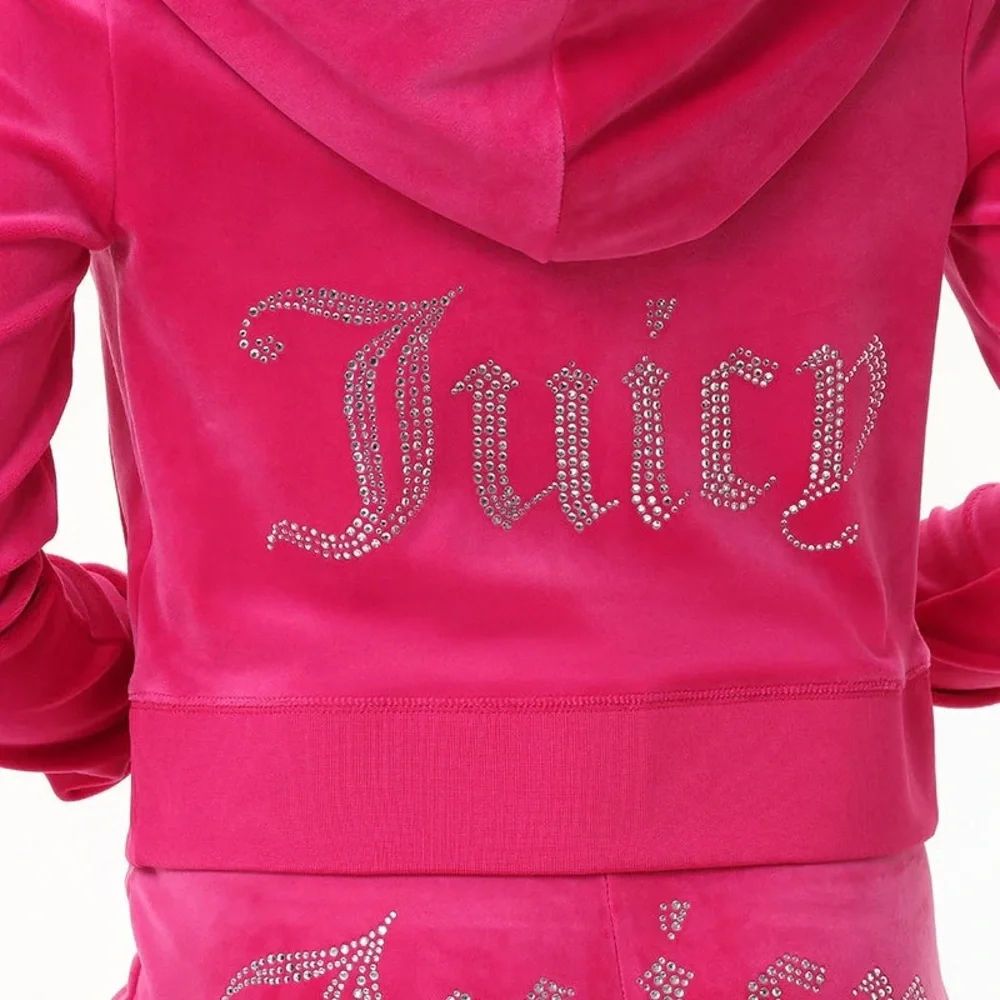 Juicy Couture OG BIG BLING VELOUR HOODIE Hot Pink - Picture 4 of 16
